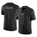 Parkc C.Bengals #1 Ja'Marr Chase Player Black Reflective Limited Game Stitched Jerseys