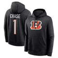 Parkc C.Bengals #1 Ja'Marr Chase Player Black Salute to Service Pullover Hoodies Game Stitched Jerseys