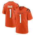 Parkc C.Bengals #1 Ja'Marr Chase Player Orange Home Game Stitched Jerseys