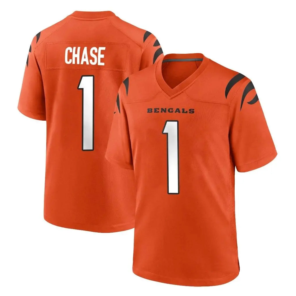 Parkc C.Bengals #1 Ja'Marr Chase Player Orange Home Game Stitched Jerseys