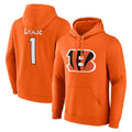 Parkc C.Bengals #1 Ja'Marr Chase Player Orange Salute to Service Pullover Hoodie Limited Stitched Jerseys