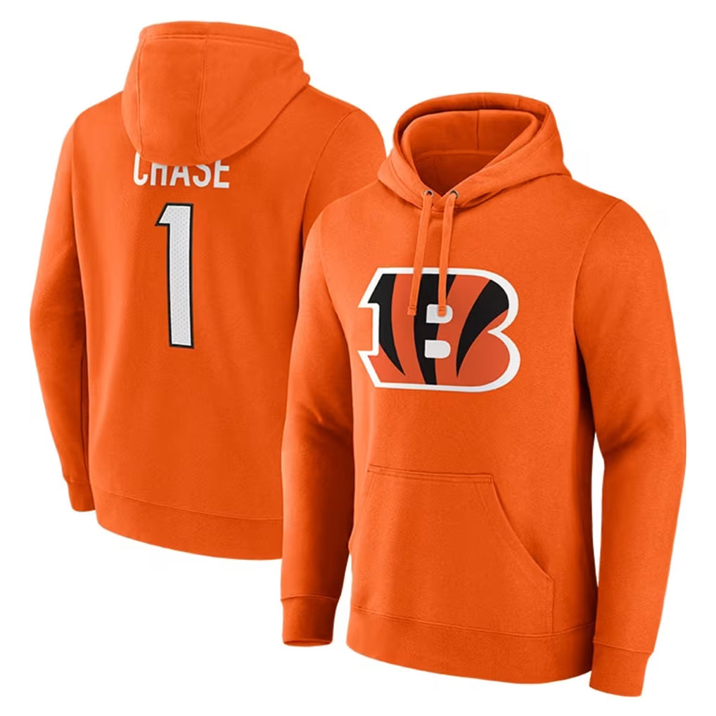 Parkc C.Bengals #1 Ja'Marr Chase Player Orange Salute to Service Pullover Hoodie Limited Stitched Jerseys