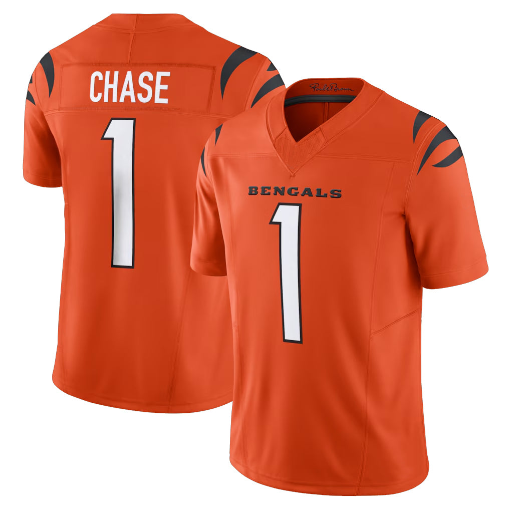 Parkc C.Bengals #1 Ja'Marr Chase Player Orange Vapor F.U.S.E. Limited Home Game Stitched Jerseys