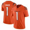 Parkc C.Bengals #1 Ja'Marr Chase Player Orange Vapor F.U.S.E. Limited Home Game Stitched Jerseys