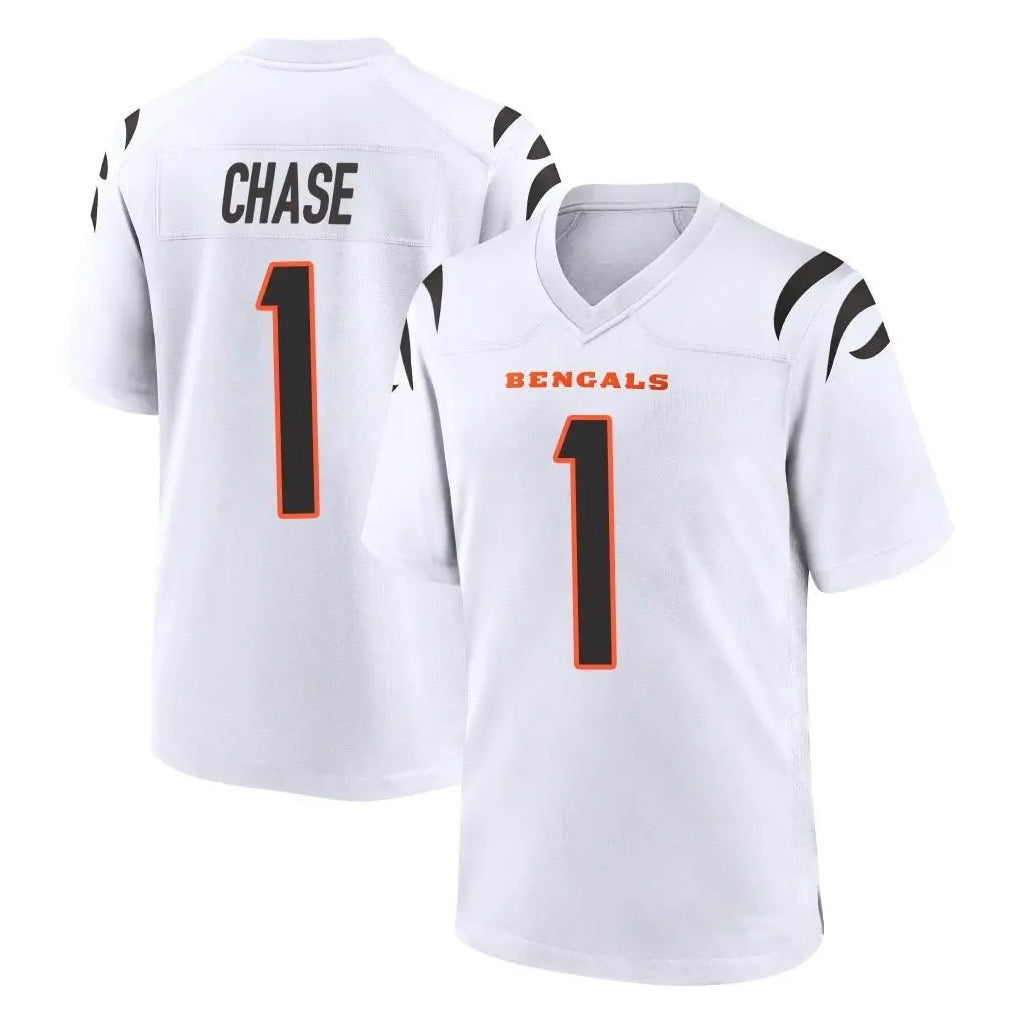 Parkc C.Bengals #1 Ja'Marr Chase Player White Home Game Stitched Jerseys