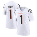 Parkc C.Bengals #1 Ja'Marr Chase Player White Home Game Stitched Jerseys