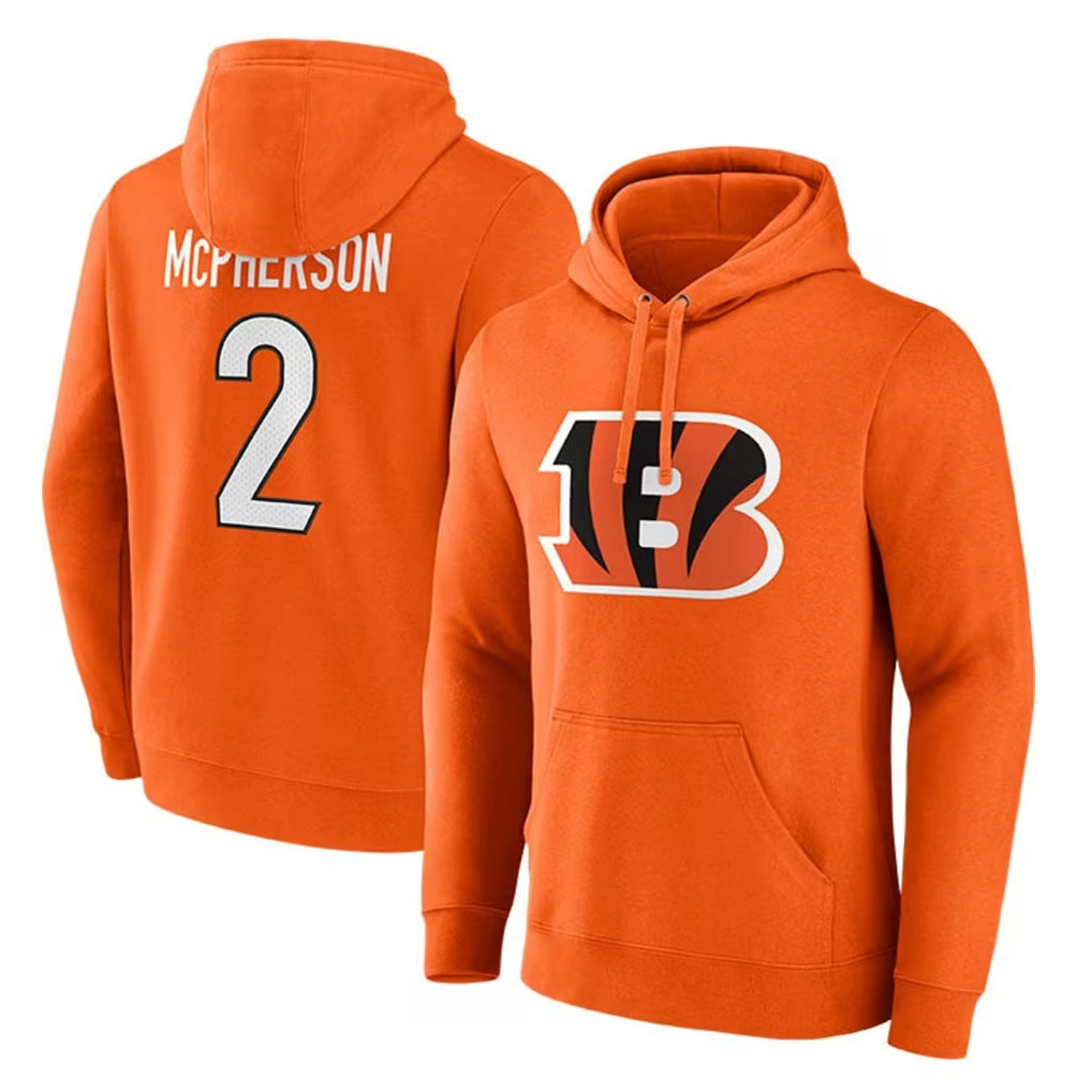Parkc C.Bengals #2 Evan McPherson Player Orange Salute to Service Pullover Hoodie Limited Stitched Jerseys