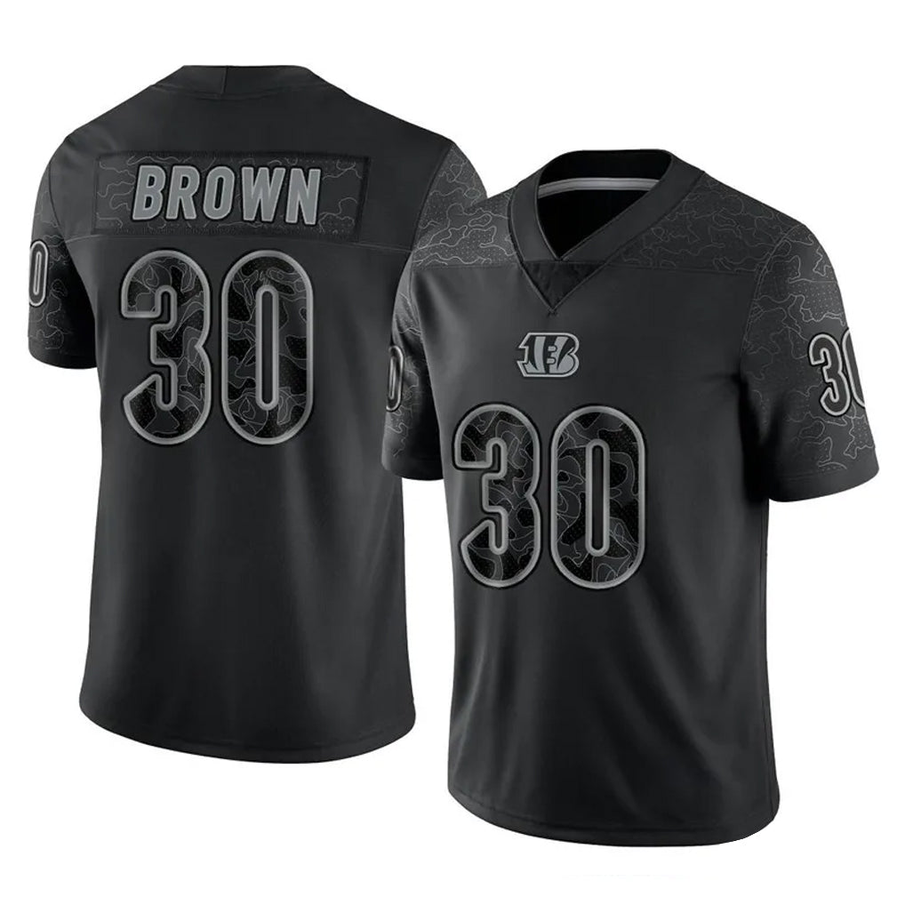 Parkc C.Bengals #30 Chase Brown Player Black Reflective Limited Game Stitched Jerseys