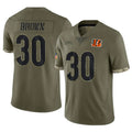 Parkc C.Bengals #30 Chase Brown Player Olive Salute to Service Limited Game Stitched Jerseys