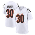 Parkc C.Bengals #30 Chase Brown Player White Home Game Stitched Jerseys