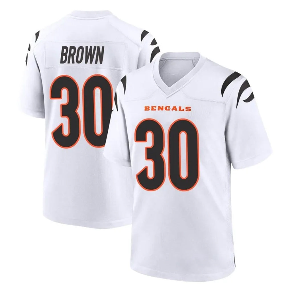 Parkc C.Bengals #30 Chase Brown Player White Home Game Stitched Jerseys