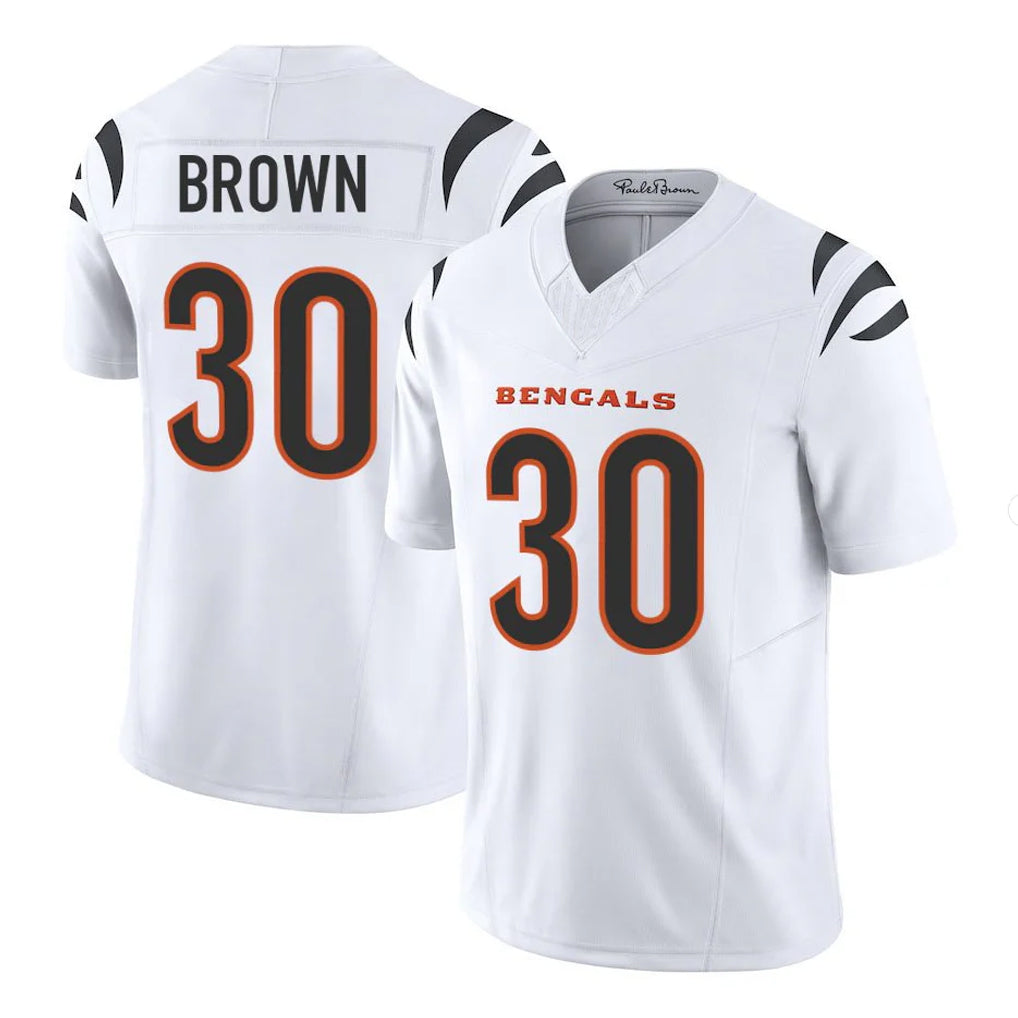 Parkc C.Bengals #30 Chase Brown Player White Vapor F.U.S.E. Limited Home Game Stitched Jerseys