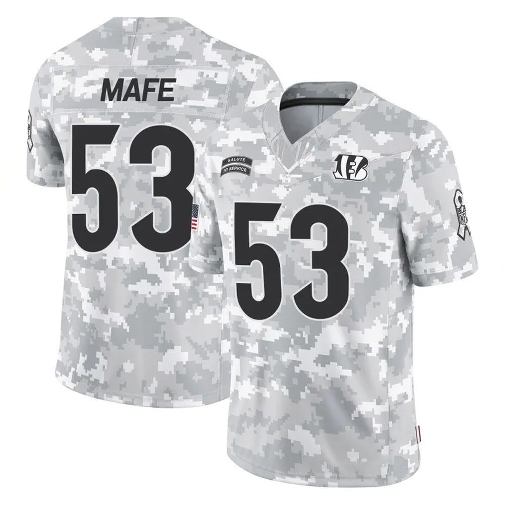 Parkc C.Bengals #53 Boye Mafe Player Arctic Camo Salute to Service Limited Stitched Jerseys