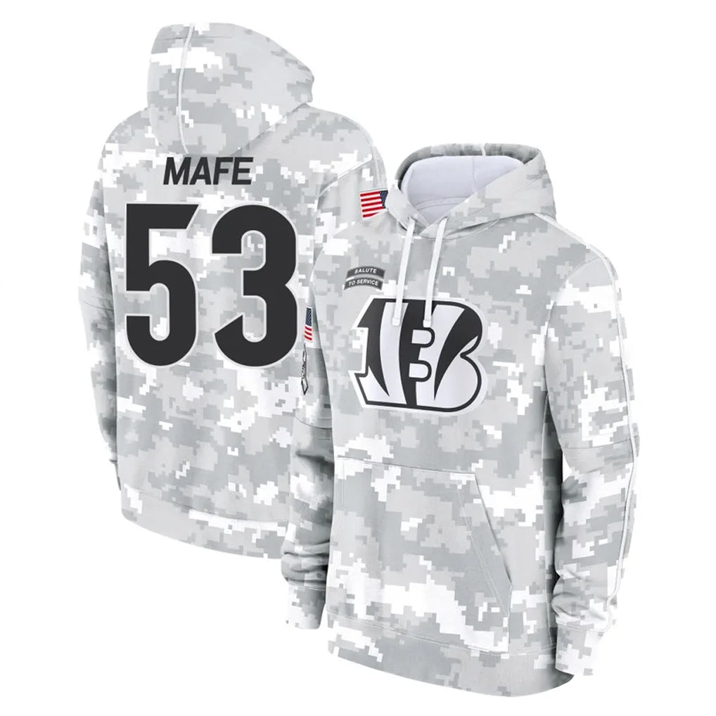 Parkc C.Bengals #53 Boye Mafe Player Arctic Camo Salute to Service Pullover Hoodie Limited Stitched Jerseys