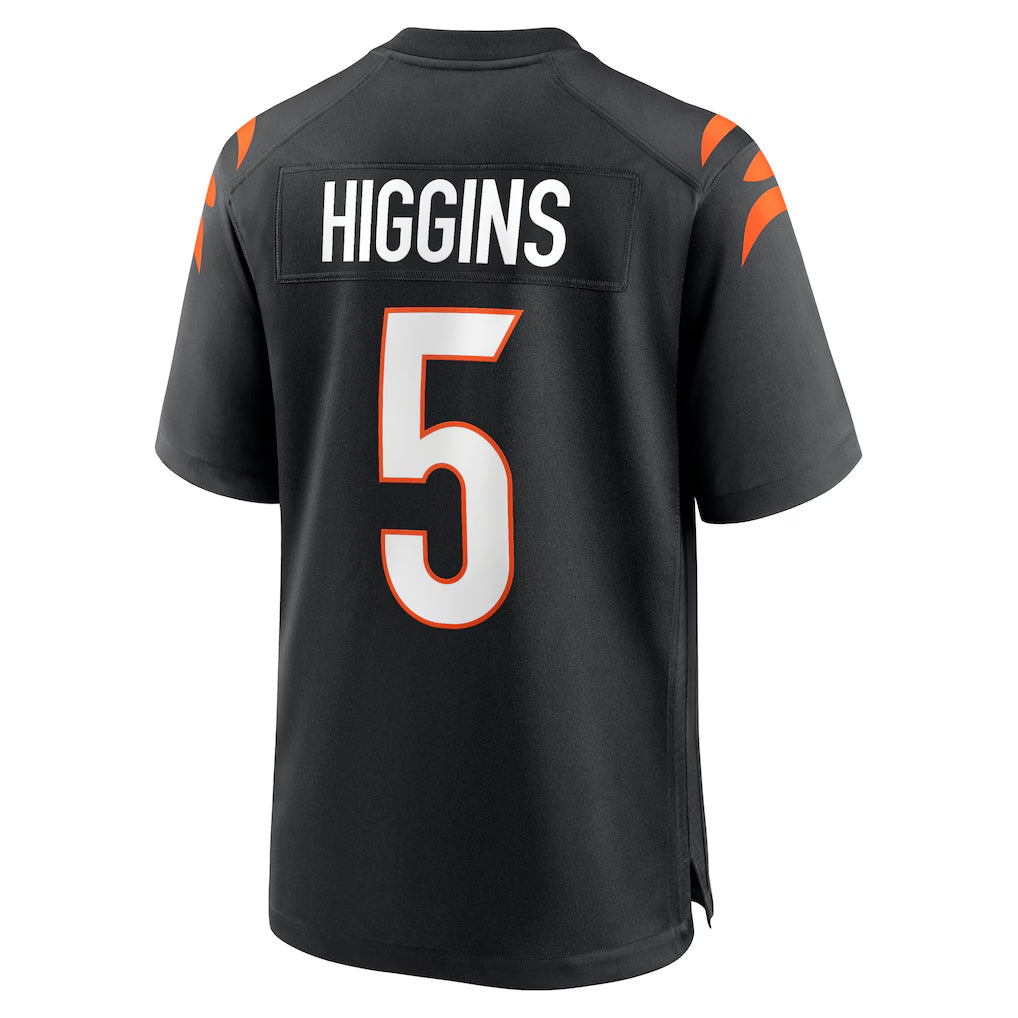Parkc C.Bengals #5 Tee Higgins Player Black Home Game Stitched Jerseys