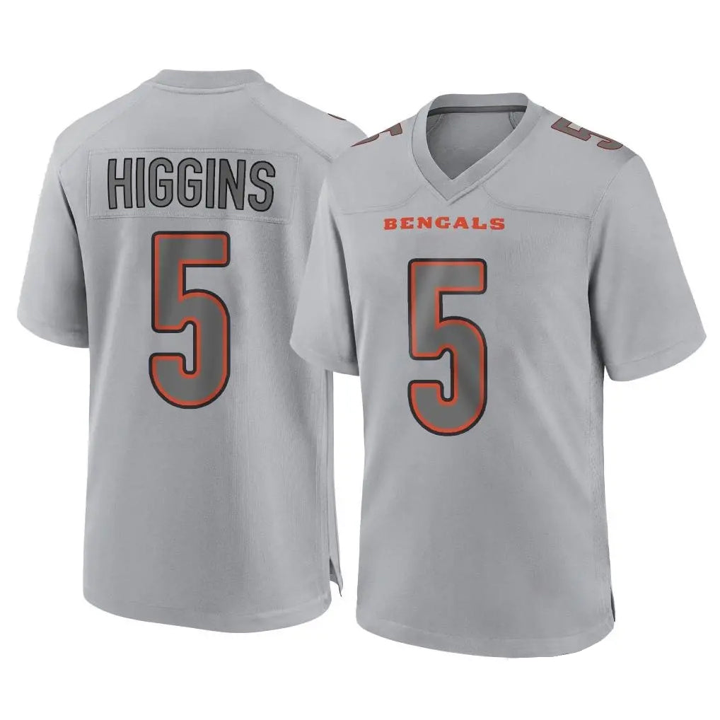 Parkc C.Bengals #5 Tee Higgins Player Gray Atmosphere Fashion Game Stitched Jerseys