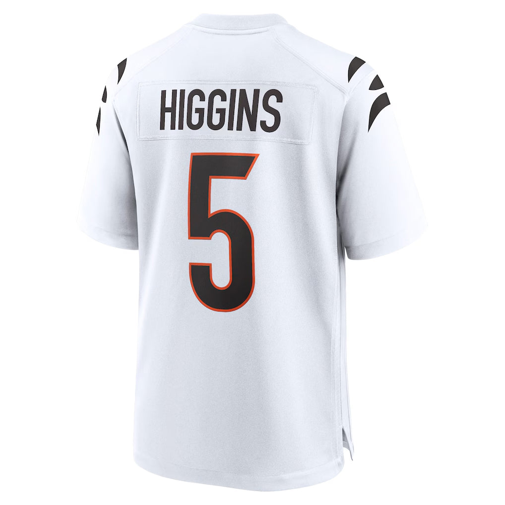 Parkc C.Bengals #5 Tee Higgins Player White Home Game Stitched Jerseys