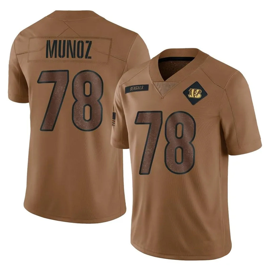 Parkc C.Bengals #78 Anthony Munoz Player Brown Salute to Service Limited Stitched Jerseys