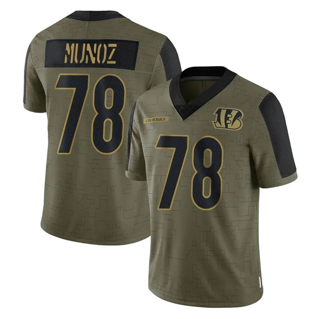 Parkc C.Bengals #78 Anthony Munoz Player Olive Salute to Service Game Stitched Jerseys