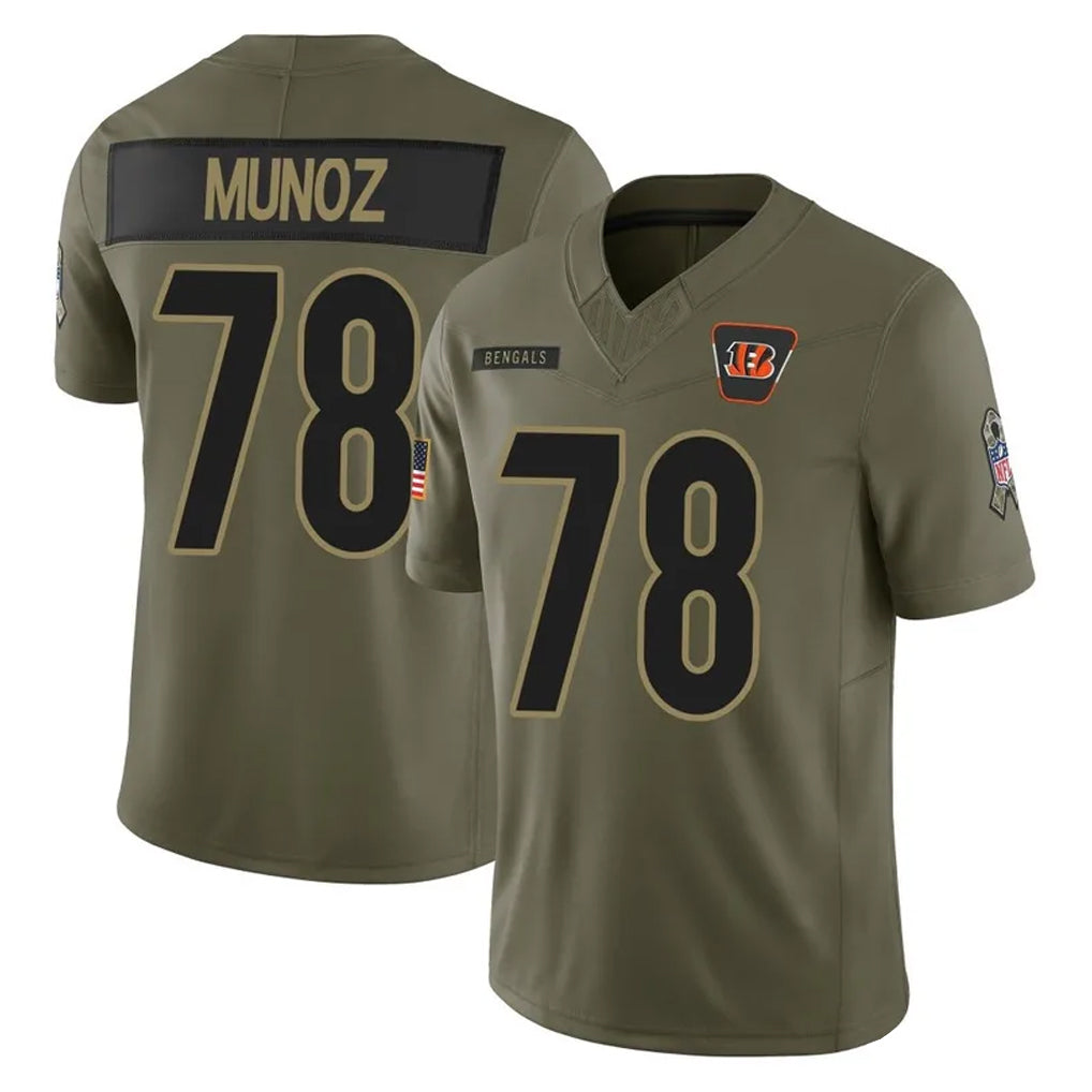 Parkc C.Bengals #78 Anthony Munoz Player Olive Salute to Service Limited Home Game Stitched Jerseys