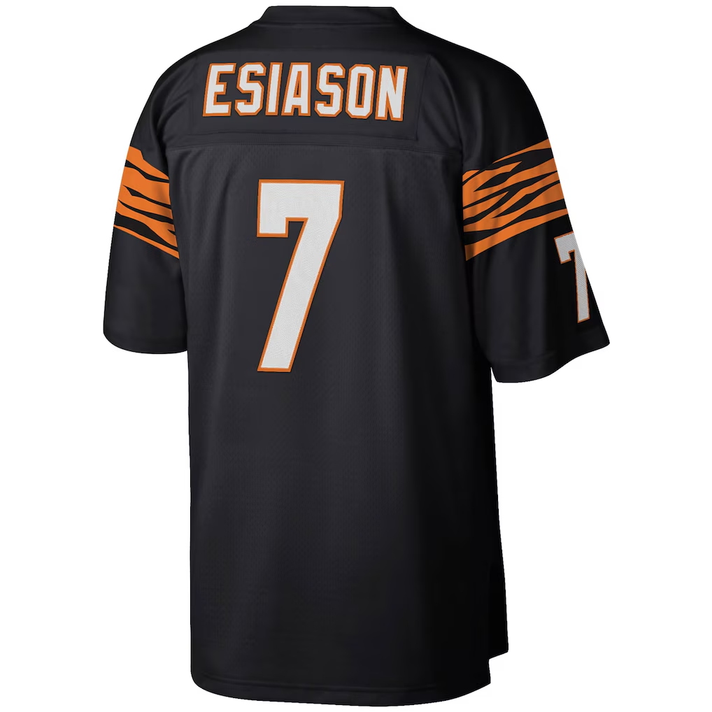 Parkc C.Bengals #7 Boomer Esiason Mitchell & Ness Black Legacy Replica Stitched Puhic Jersey