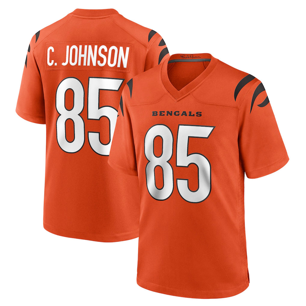 Parkc C.Bengals #85 Chad Johnson Player Orange Home Game Stitched Jerseys