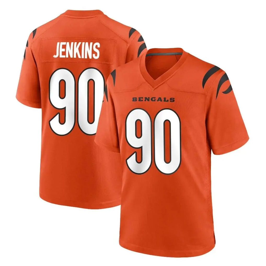 Parkc C.Bengals #90 Kris Jenkins Jr Player Orange Home Game Stitched Jerseys