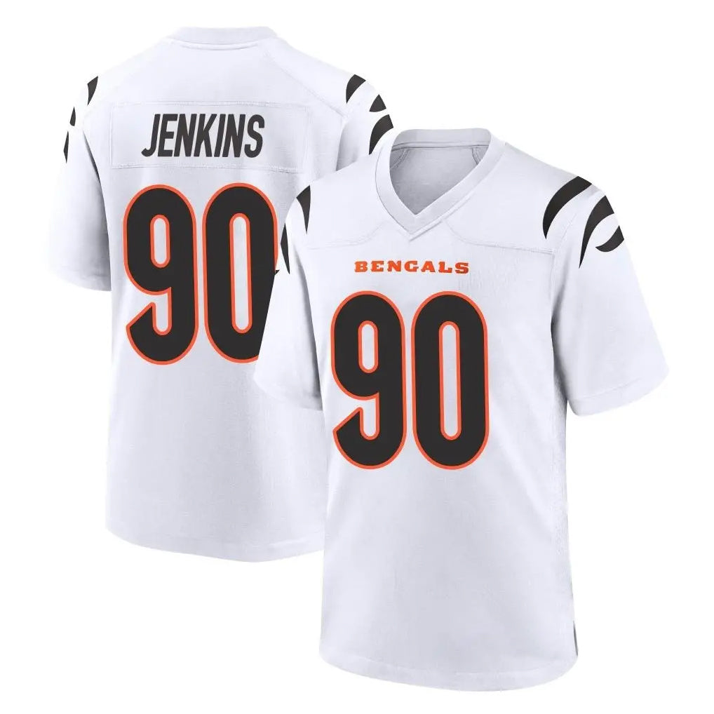 Parkc C.Bengals #90 Kris Jenkins Jr Player White Home Game Stitched Jerseys