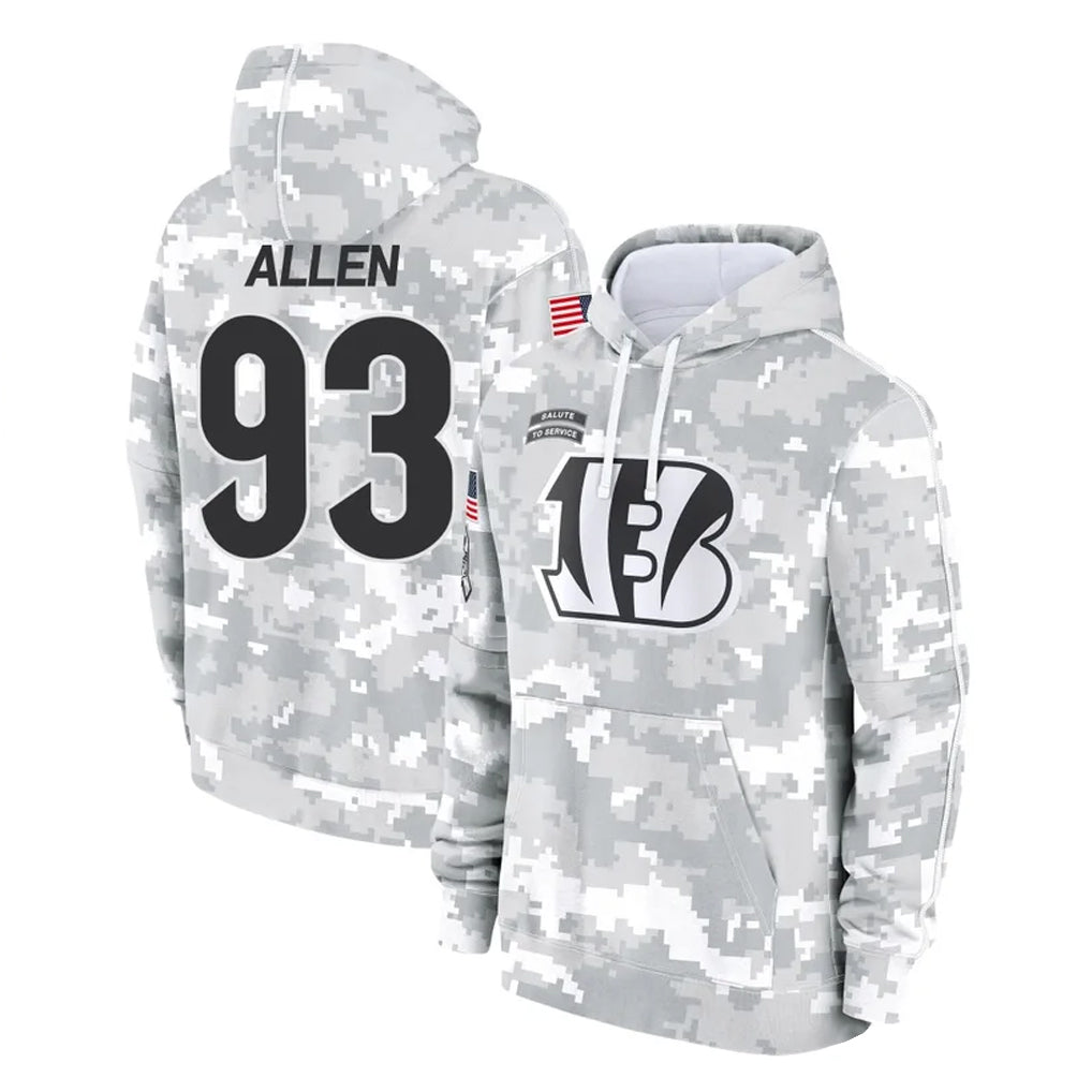 Parkc C.Bengals #93 Jonathan Allen Player Arctic Camo Salute to Service Pullover Hoodie Limited Stitched Jerseys