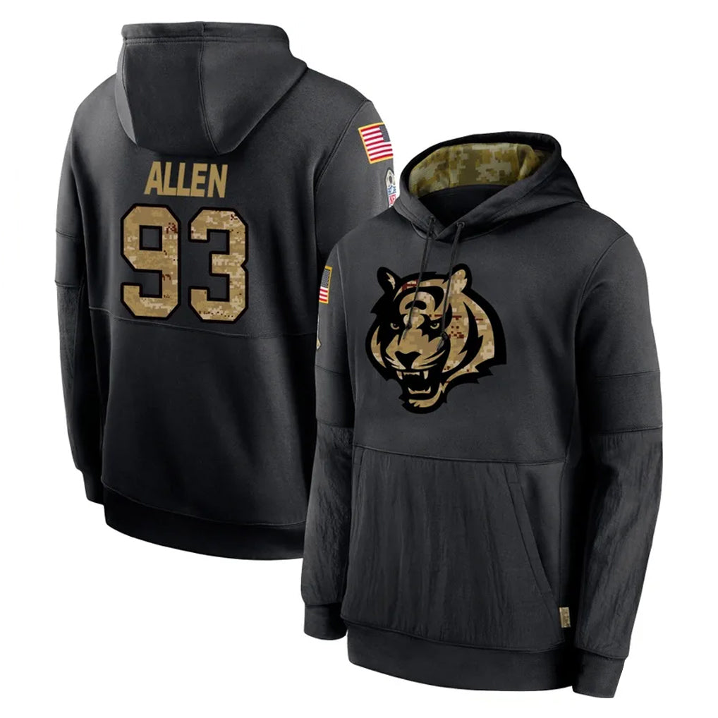Parkc C.Bengals #93 Jonathan Allen Player Black Salute to Service Pullover Hoodies Limited Stitched Jerseys