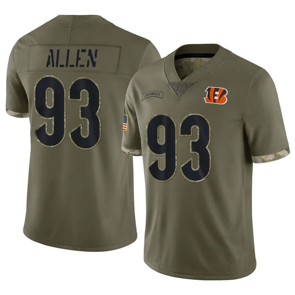 Parkc C.Bengals #93 Jonathan Allen Player Olive Salute to Service Limited Game Stitched Jerseys