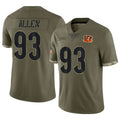 Parkc C.Bengals #93 Jonathan Allen Player Olive Salute to Service Limited Game Stitched Jerseys