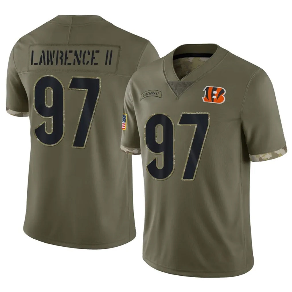 Parkc C.Bengals #97 Dexter Lawrence II Player Olive Salute to Service Limited Game Stitched Jerseys