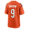 Parkc C.Bengals #9 Joe Burrow Player Orange Home Game Stitched Jerseys