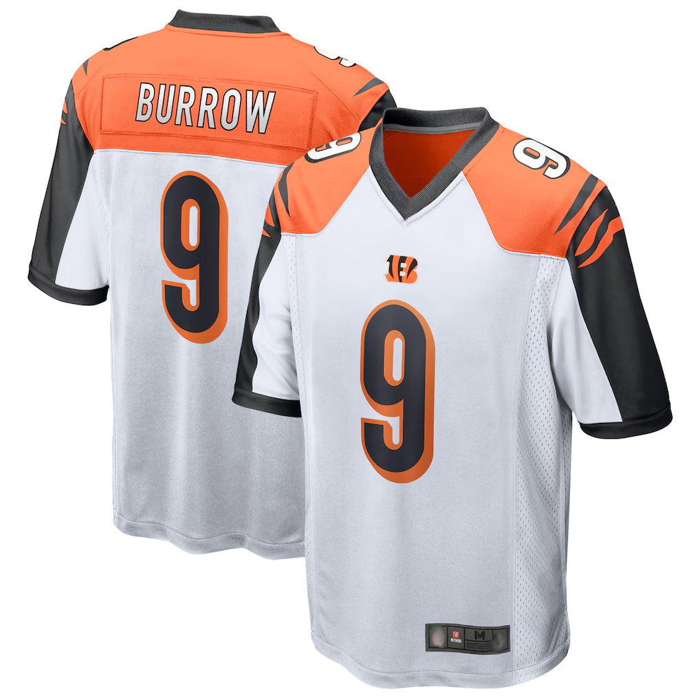 Parkc C.Bengals #9 Joe Burrow Player White Alternate Game Home Stitched Jerseys
