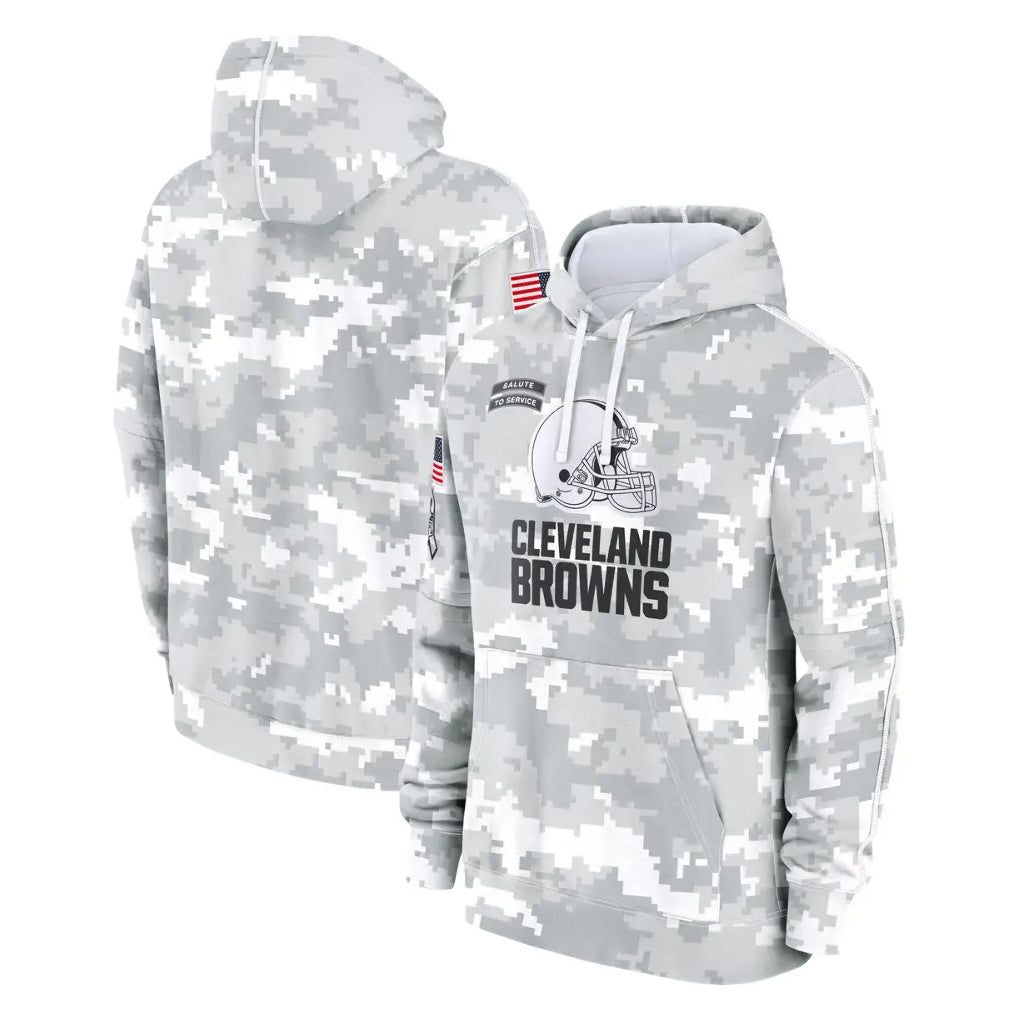 Parkc C.Browns Arctic Camo Salute to Service Hoodies Limited Game Blank Player Stitched Jerseys