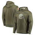 Parkc C.Browns Olive Salute to Service Pullover Hoodies Home Game Blank Player Stitched Jerseys