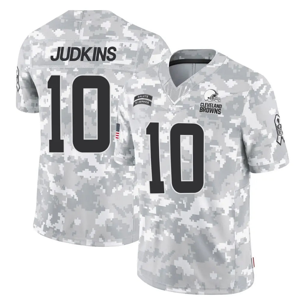 Parkc C.Browns #10 Quinshon Judkins Player Arctic Camo Salute to Service Limited Home Game Stitched Jerseys