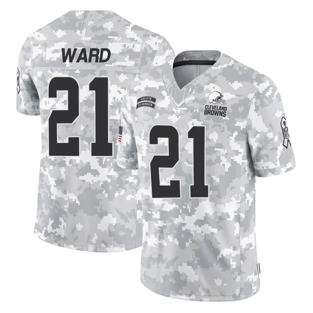 Parkc C.Browns #21 Denzel Ward Player Arctic Camo Salute to Service Limited Home Game Stitched Jerseys