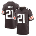 Parkc C.Browns #21 Denzel Ward Player Brown Home Game Stitched Jerseys