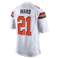 Parkc C.Browns #21 Denzel Ward Player White Vapor Limited Home Game Stitched Jerseys