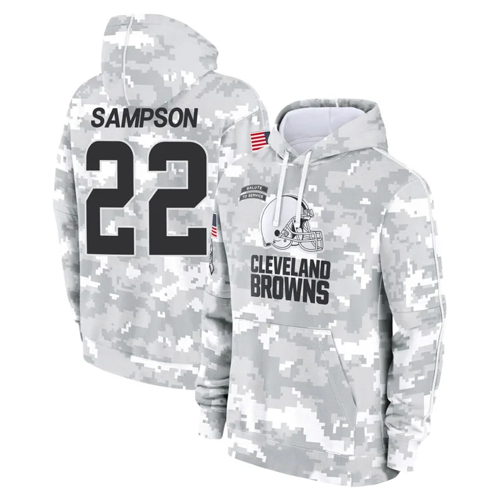 Parkc C.Browns #22 Dylan Sampson Player Arctic Camo Salute to Service Hoodies Limited Game Stitched Jerseys