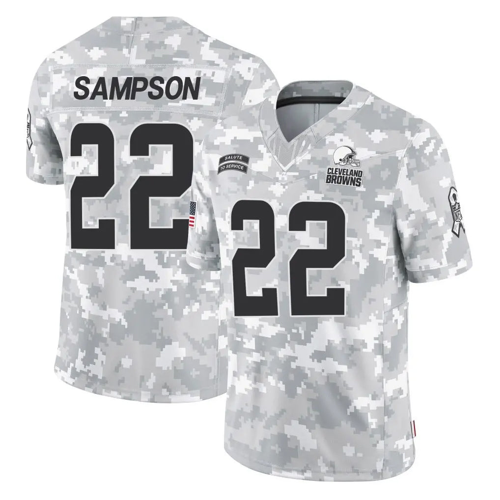 Parkc C.Browns #22 Dylan Sampson Player Arctic Camo Salute to Service Limited Home Game Stitched Jerseys