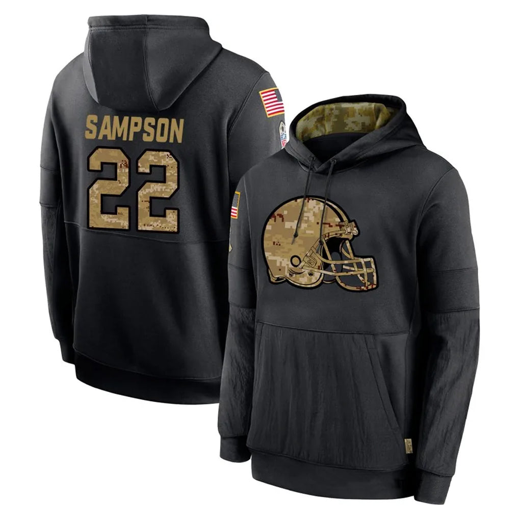Parkc C.Browns #22 Dylan Sampson Player Black Salute to Service Pullover Hoodies Limited Stitched Jerseys