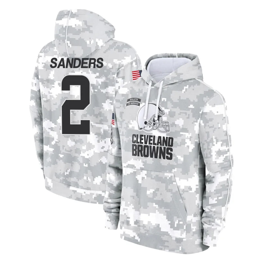 Parkc C.Browns #2 Shedeur Sanders Player Arctic Camo Salute to Service Hoodies Limited Game Stitched Jerseys