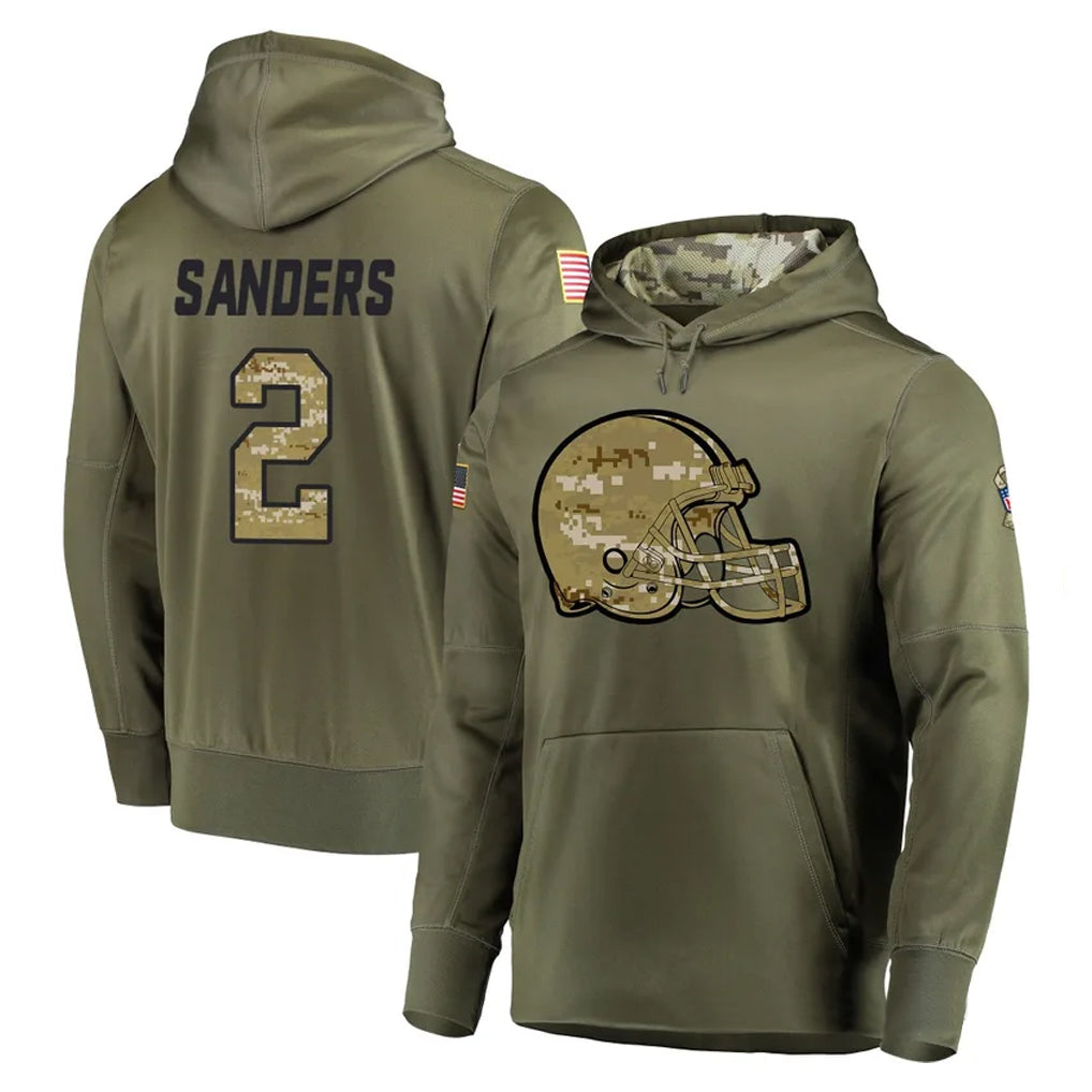 Parkc C.Browns #2 Shedeur Sanders Player Olive Salute to Service Pullover Hoodies Home Game Stitched Jerseys