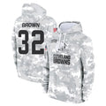 Parkc C.Browns #32 Jim Brown Player Arctic Camo Salute to Service Hoodies Limited Game Stitched Jerseys