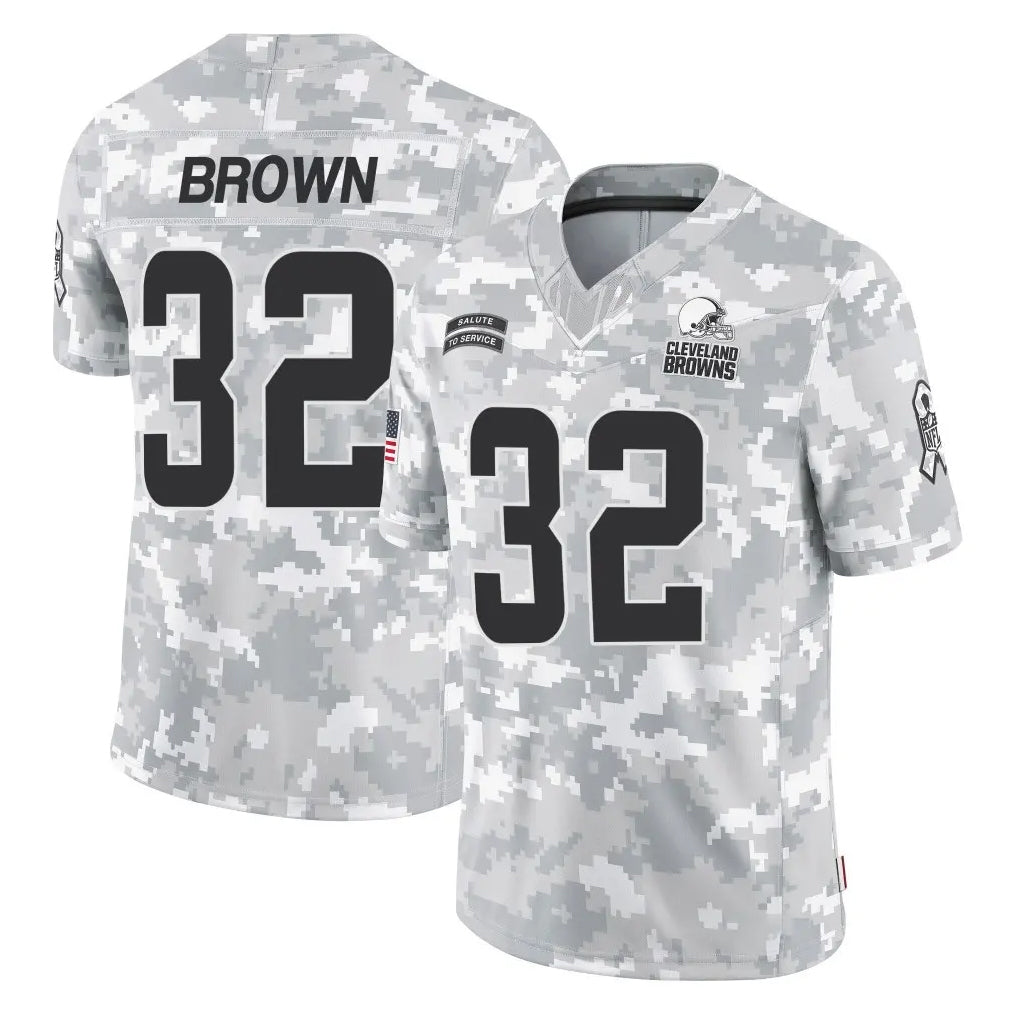 Parkc C.Browns #32 Jim Brown Player Arctic Camo Salute to Service Limited Home Game Stitched Jerseys