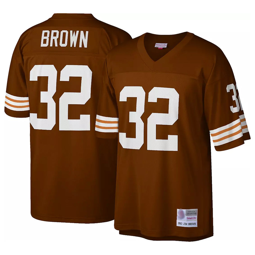 Parkc C.Browns #32 Jim Brown Player Brown Mitchell & Ness 1963 Throwback Stitched Jerseys