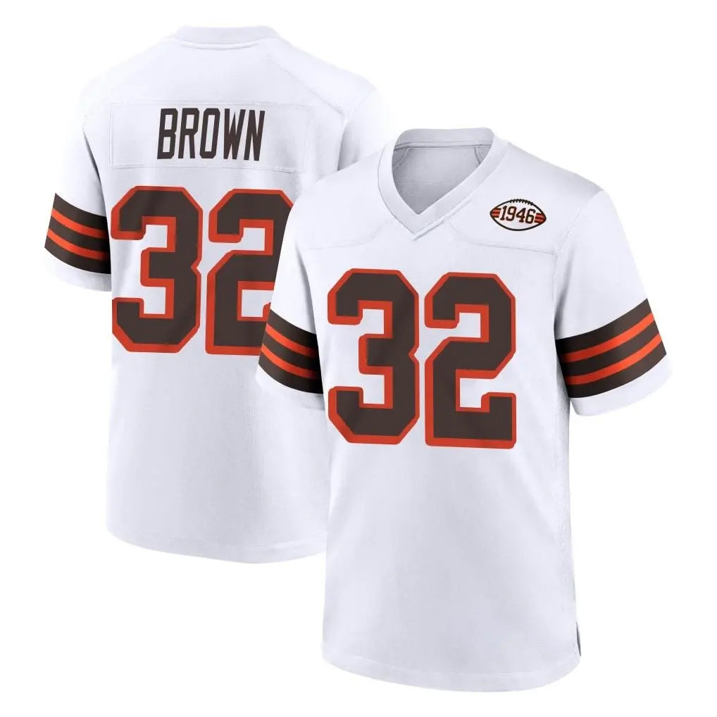 Parkc C.Browns #32 Jim Brown Player White Alternate Home Game Stitched Jerseys